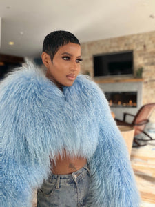 Celeste Cropped Mongolian Sheep Fur Jacket PRE ORDER- 14 Days