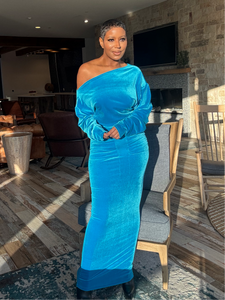Aurora Stretch Velvet Maxi Dress W/ Detached Hood