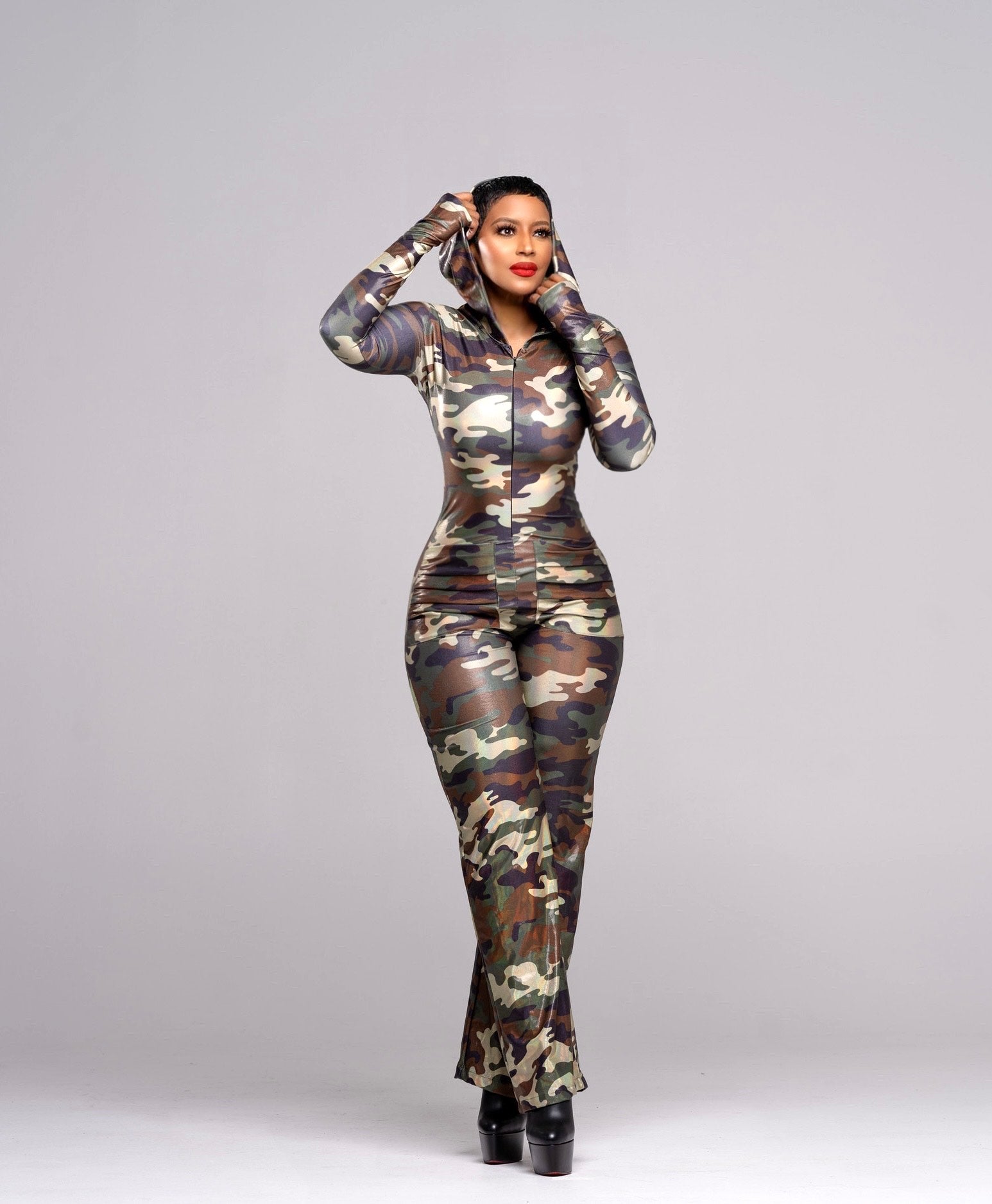 Carly Camo Hooded Jumpsuit